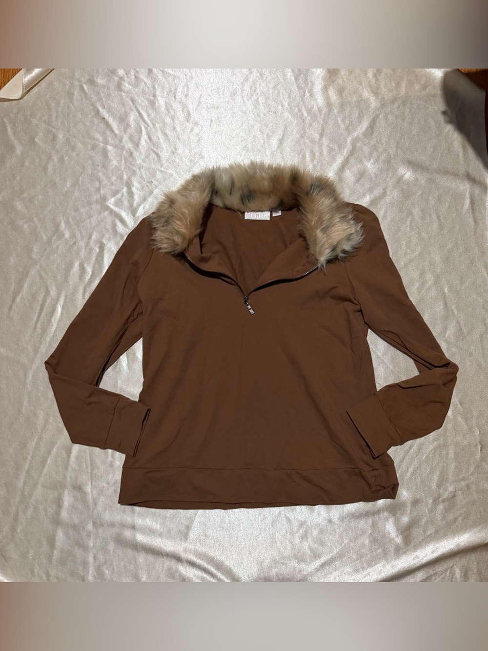 Jingle Belles by Kim Gravel Faux Fur Half Zip Sweatshirt Small A624557